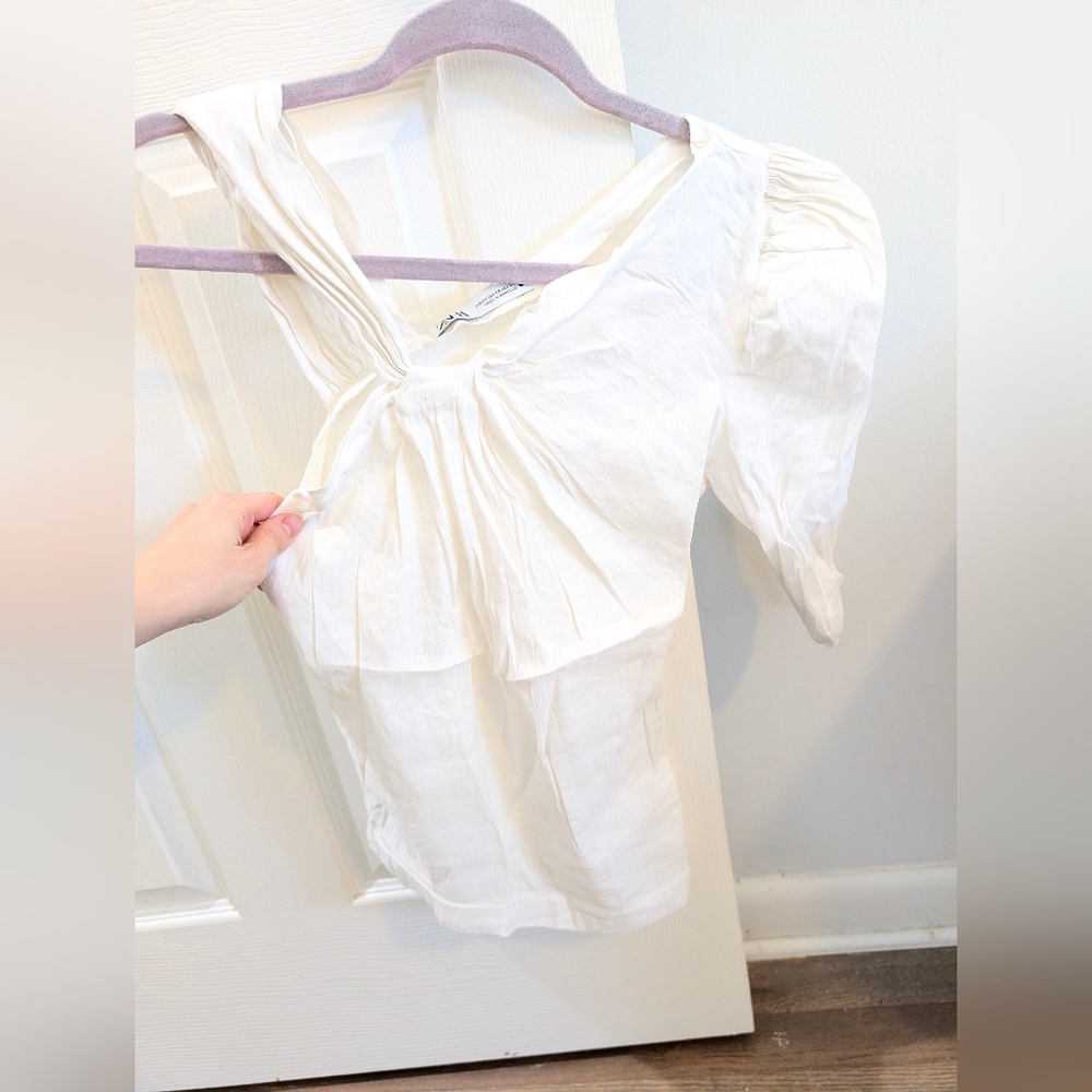 Zara White Blouse with Unique Design